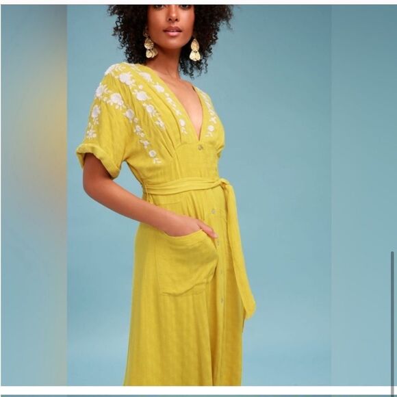 Free People Love To Love You Dress in Yellow Size Small - Picture 8 of 16